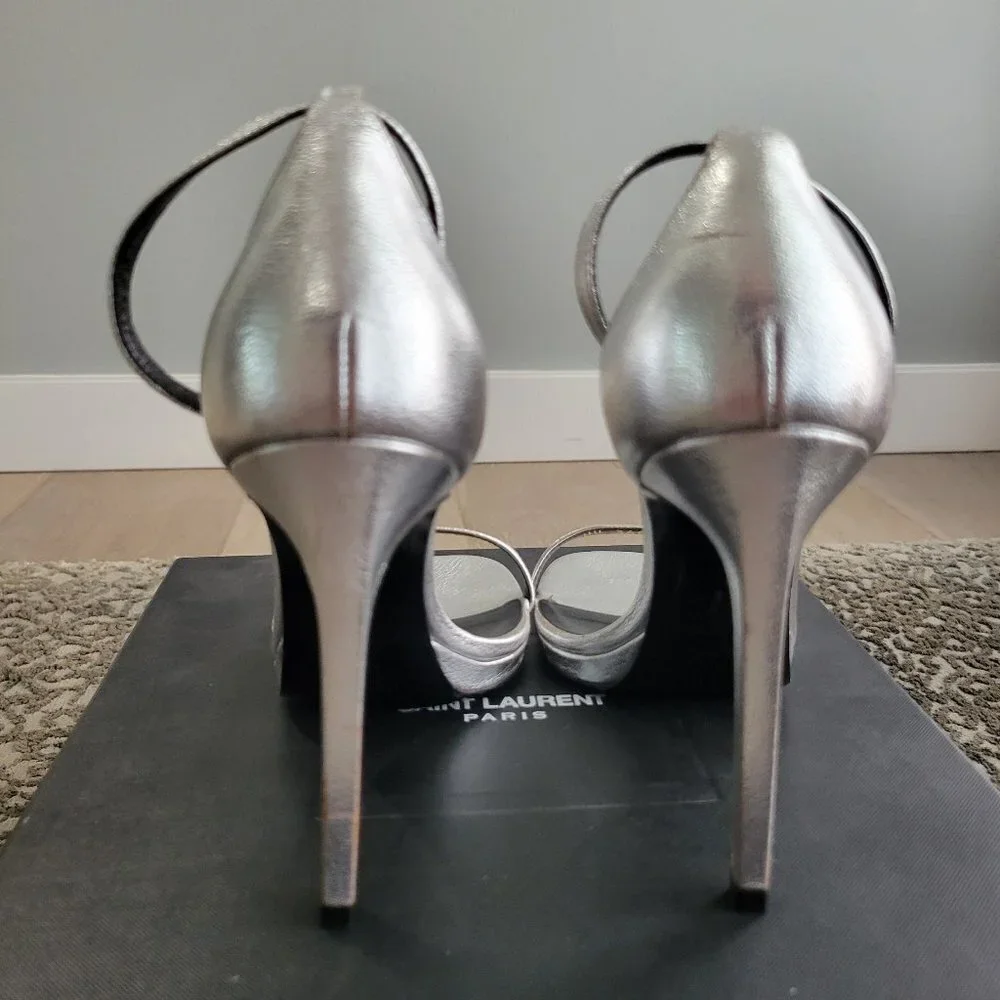 Saint Laurent Argento Silver Heels Size 36 - Picture 15 of 16